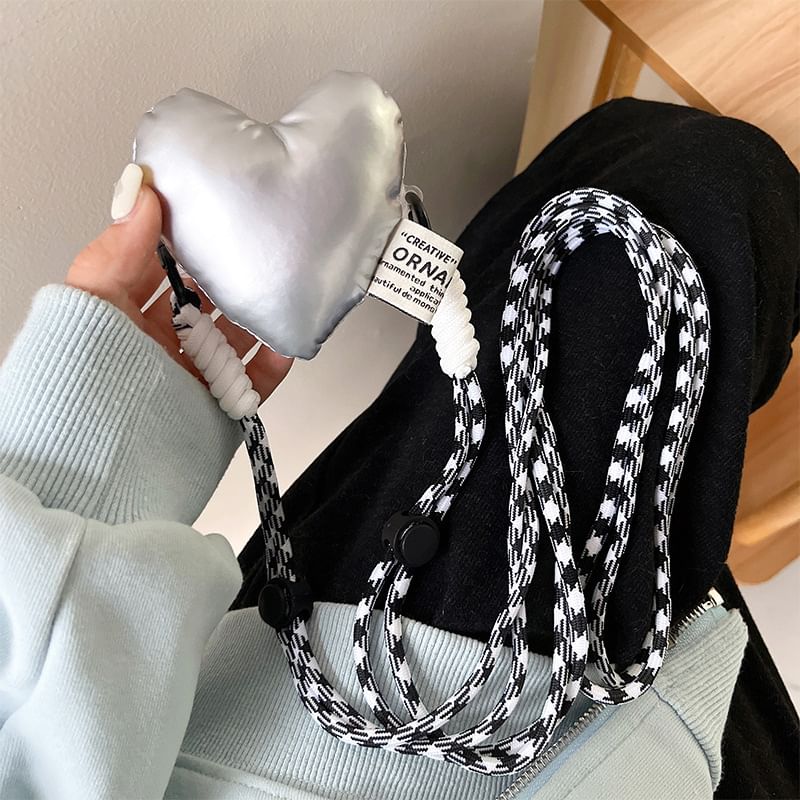 On Clip Padded Lanyard Heart Phone
