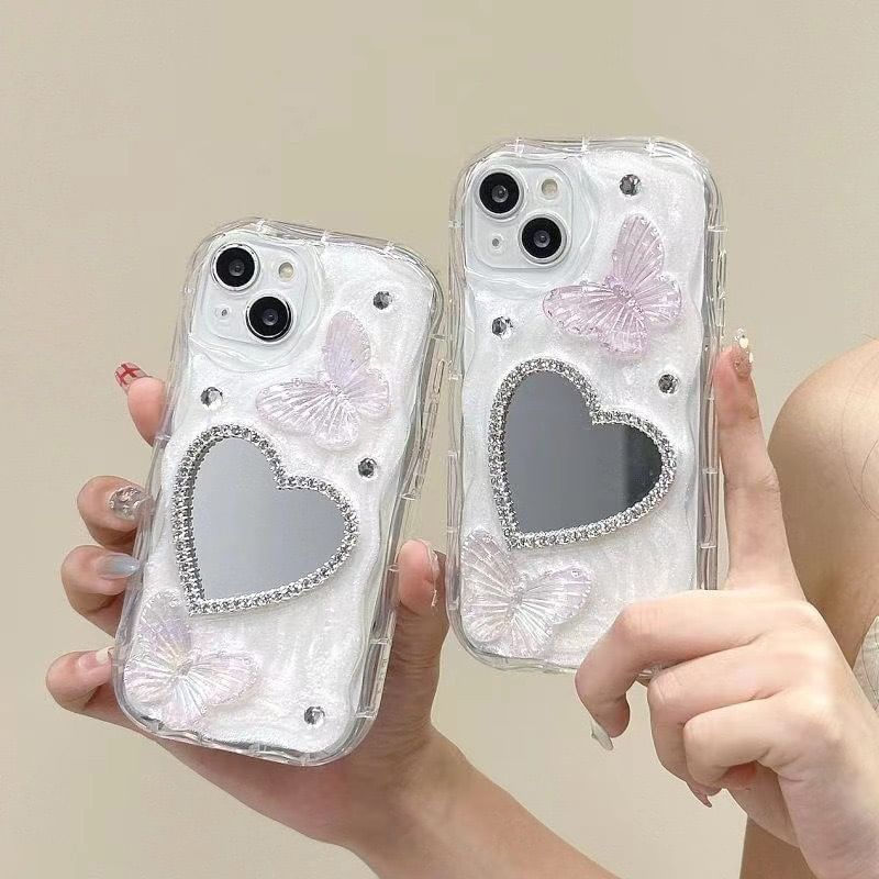 Butterfly Heart Phone Mirrored Case