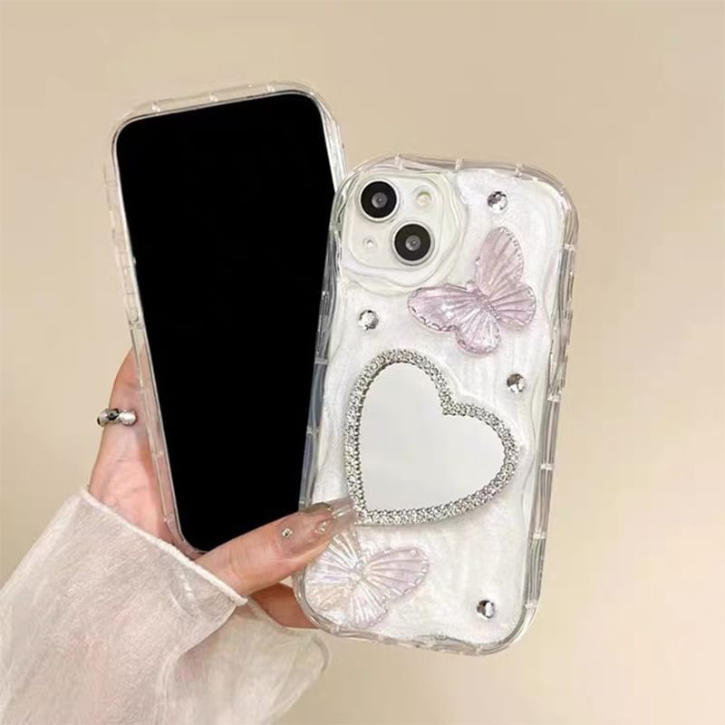 Butterfly Heart Phone Mirrored Case