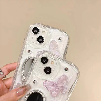 Butterfly Heart Mirrored Phone Case - iPhone 15 Pro Max / 15 Pro / 15 Plus / 15 / 14 Pro Max / 14 Pro / 14 Plus / 14 / 13 Pro Max / 13 Pro / 13 / 13 mini / 12 Pro Max / 12 Pro / 12 / 12 mini / 11 Pro Max / 11 Pro / 11 / SE / XS Max / XS / XR / X