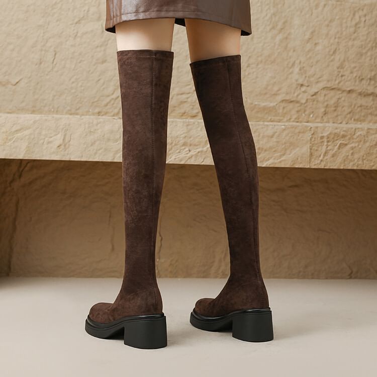 Platform Faux Suede Over The Knee Boots