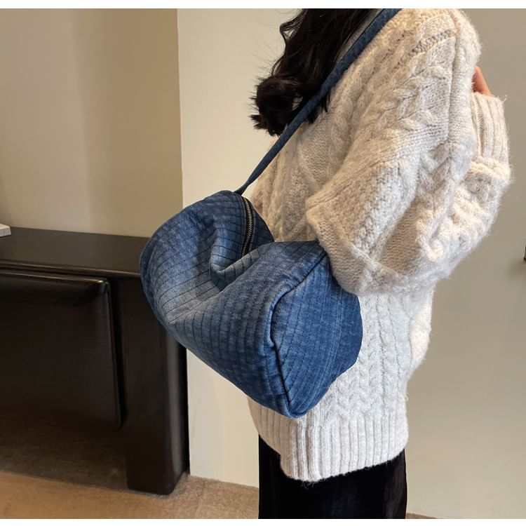 Striped Denim Shoulder Bag