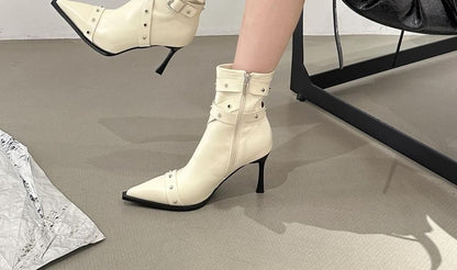 Buckled Stiletto Heel Short Boots