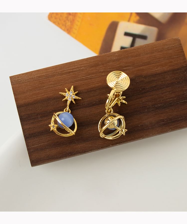 Stone Star Earring Drop Eye Cat Planet Faux Alloy