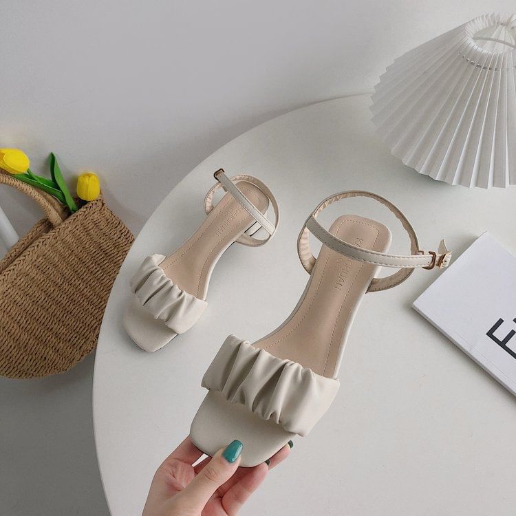 Ruched Ankle Sandals Strap