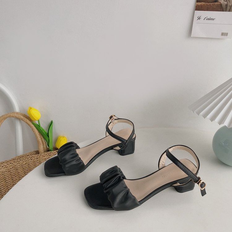 Ruched Ankle Sandals Strap