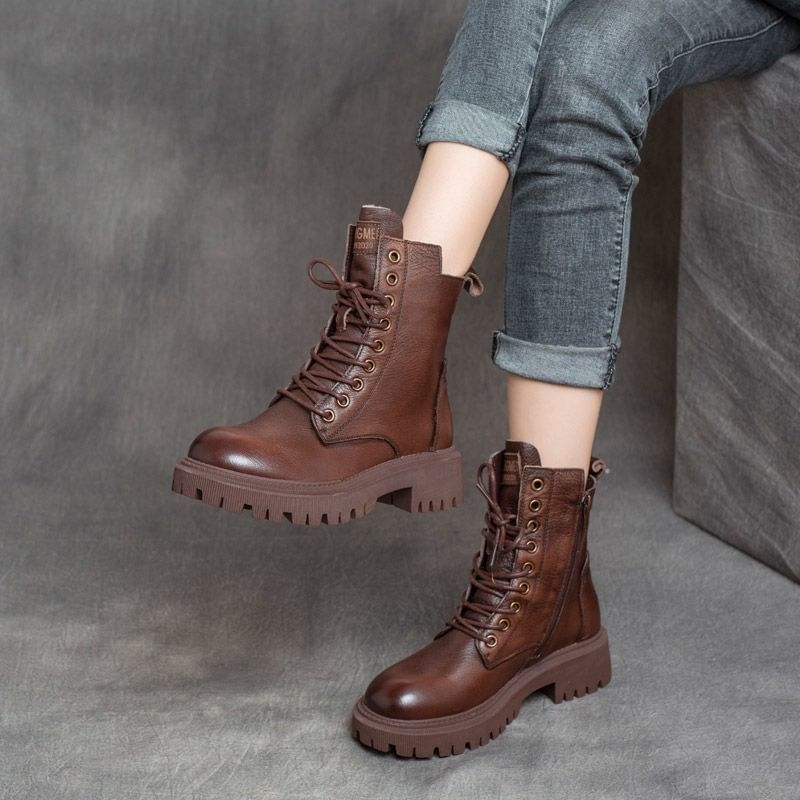 Boots Short Lace Up Platform