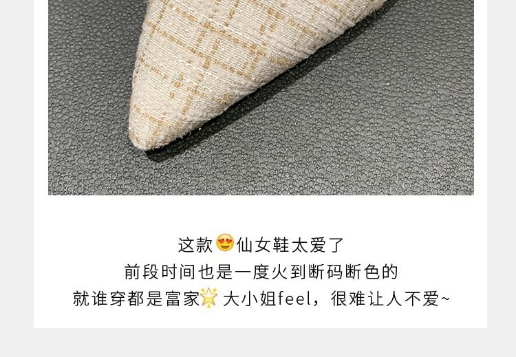 Tweed Pumps Pointed Slingback Toe