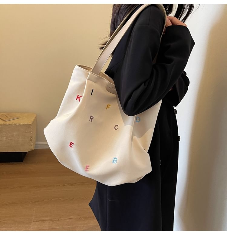 Letter Embroidered Tote Bag