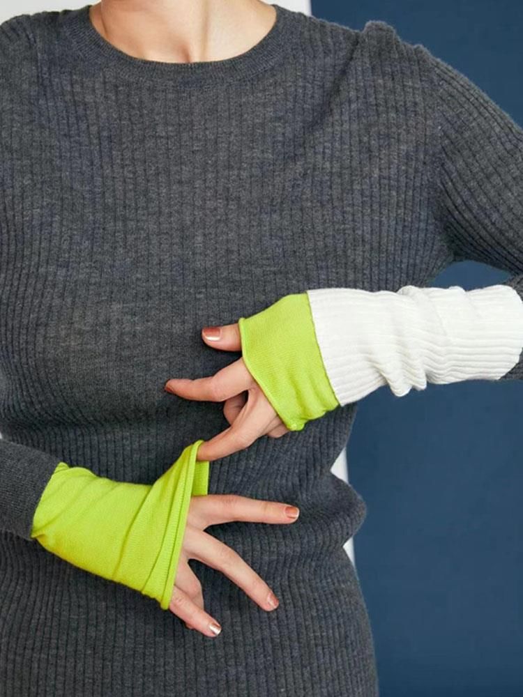 Crew Long-Sleeve Two Knit Top Tone Neck