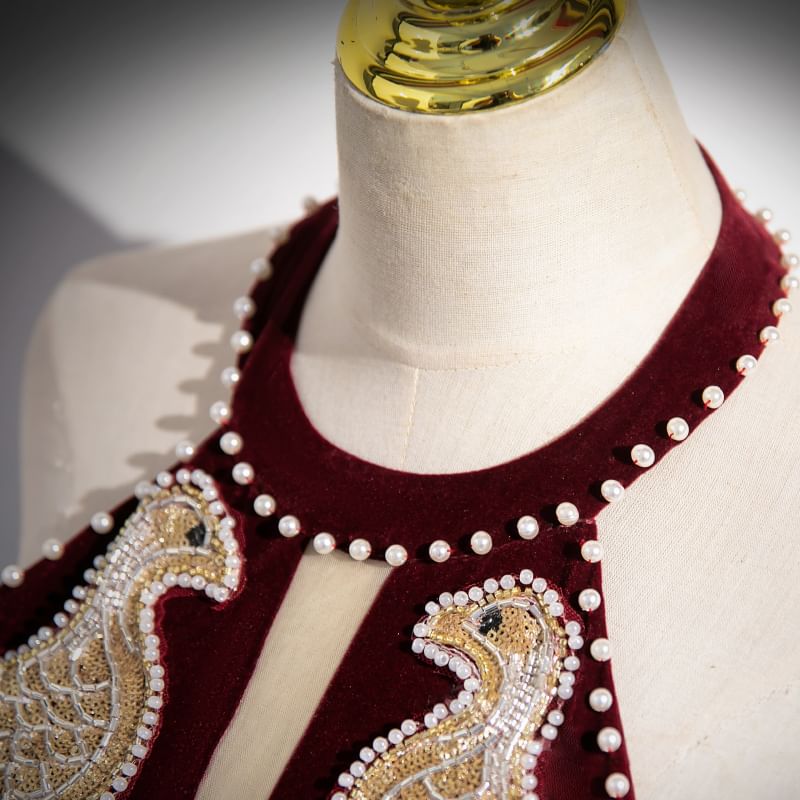 Halter Neck Velvet A-Line Evening Gown