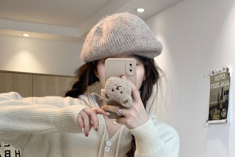 Hooded Button-Up Cardigan Plain