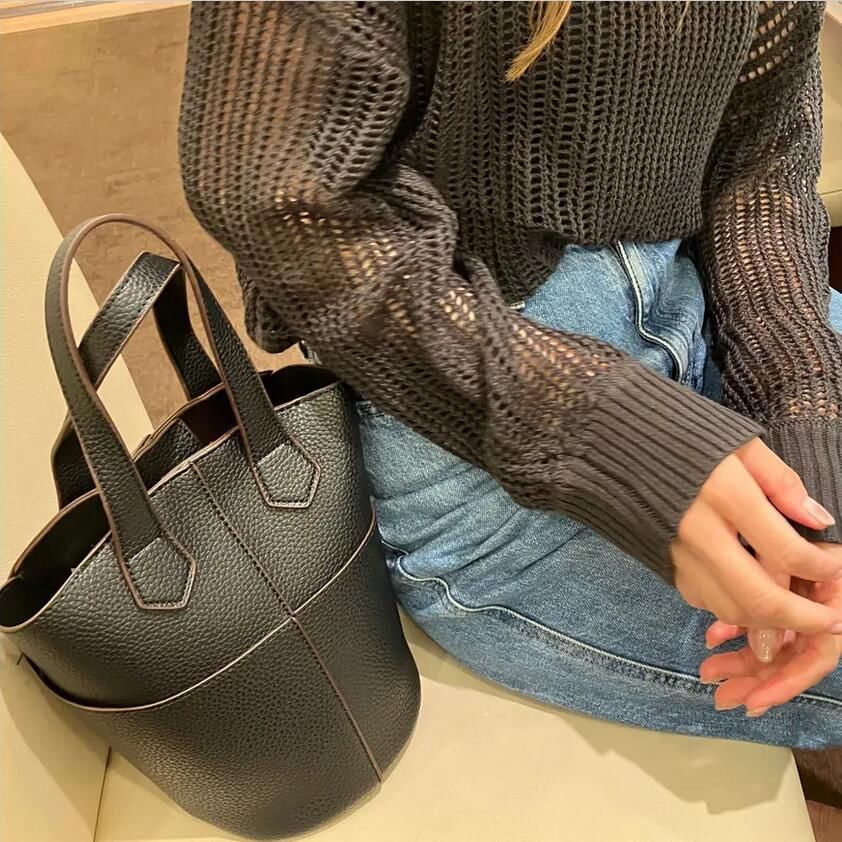 Bag Faux Leather Plain Bucket