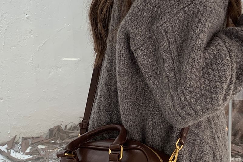 Faux Bag Crossbody Top Leather Plain Handle