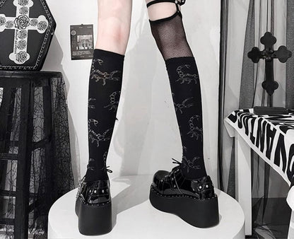 Platform Studded Buckled Cross Lace Up Shoes