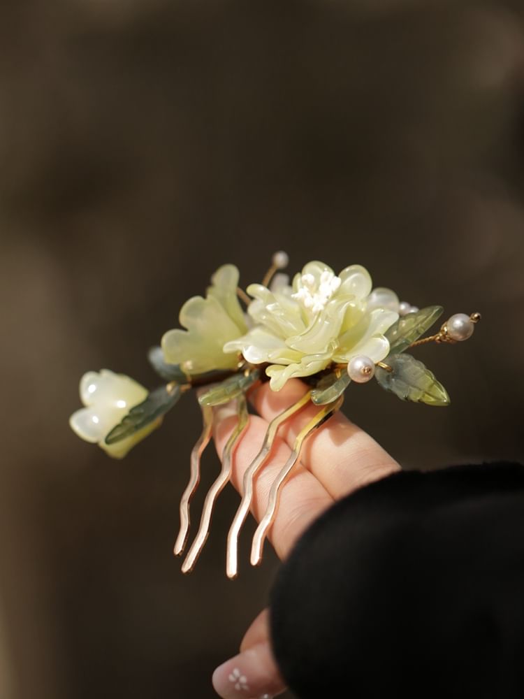 Floral Glass Alloy Hair Comb (Various Designs)