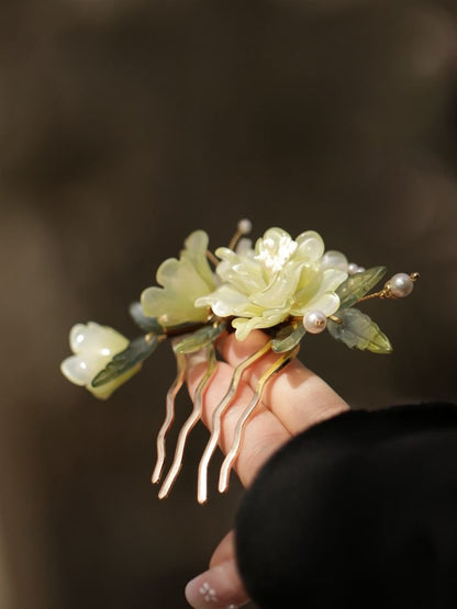 Floral Glass Alloy Hair Comb (Various Designs)