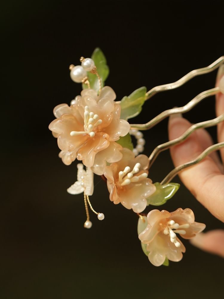 Floral Glass Alloy Hair Comb (Various Designs)