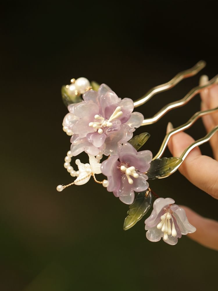 Floral Glass Alloy Hair Comb (Various Designs)