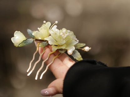 Floral Glass Alloy Hair Comb (Various Designs)