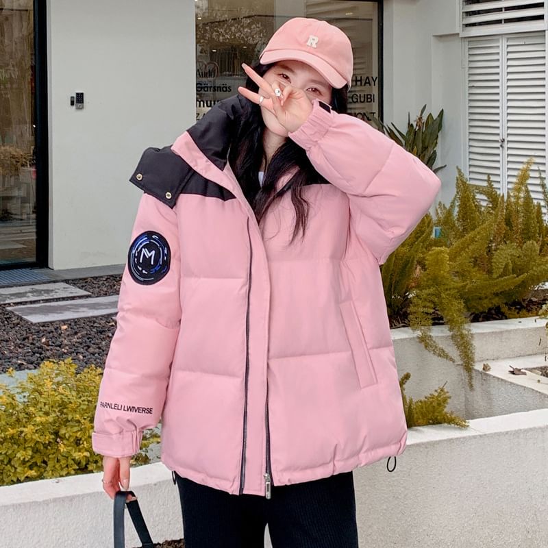 Hooded Two Tone Puffer Jacket