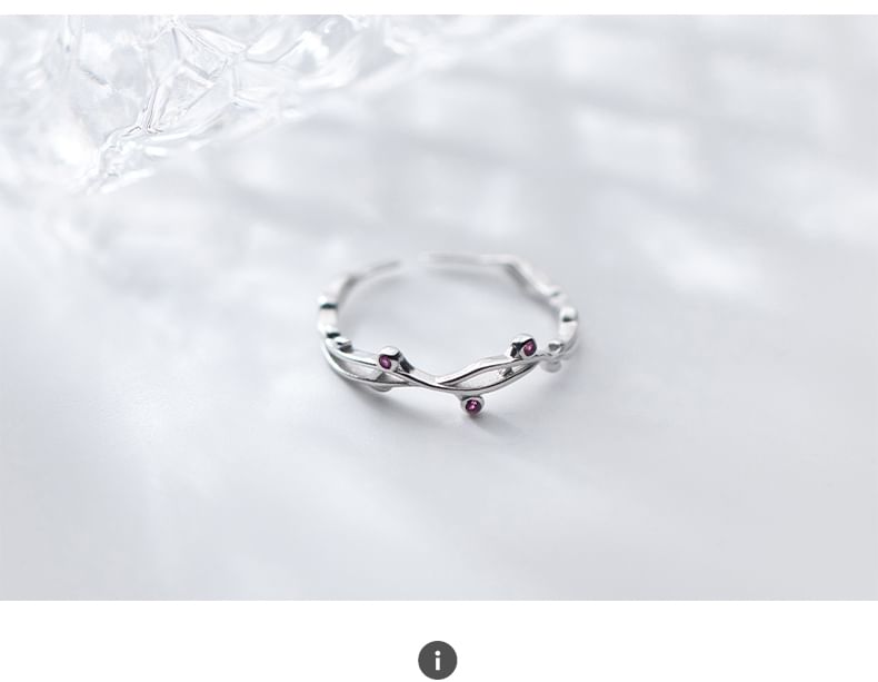 Rhinestone Branches Sterling Silver Open Ring