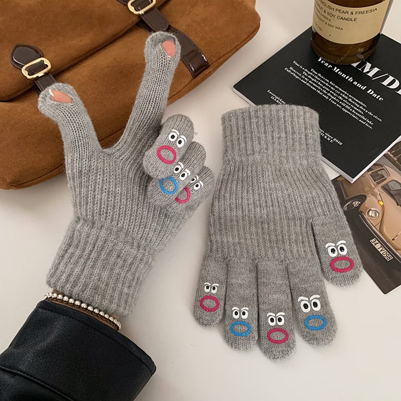 Print Cartoon Gloves Knit Touchscreen