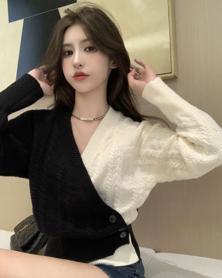 V-Neck Two-Tone Sweater