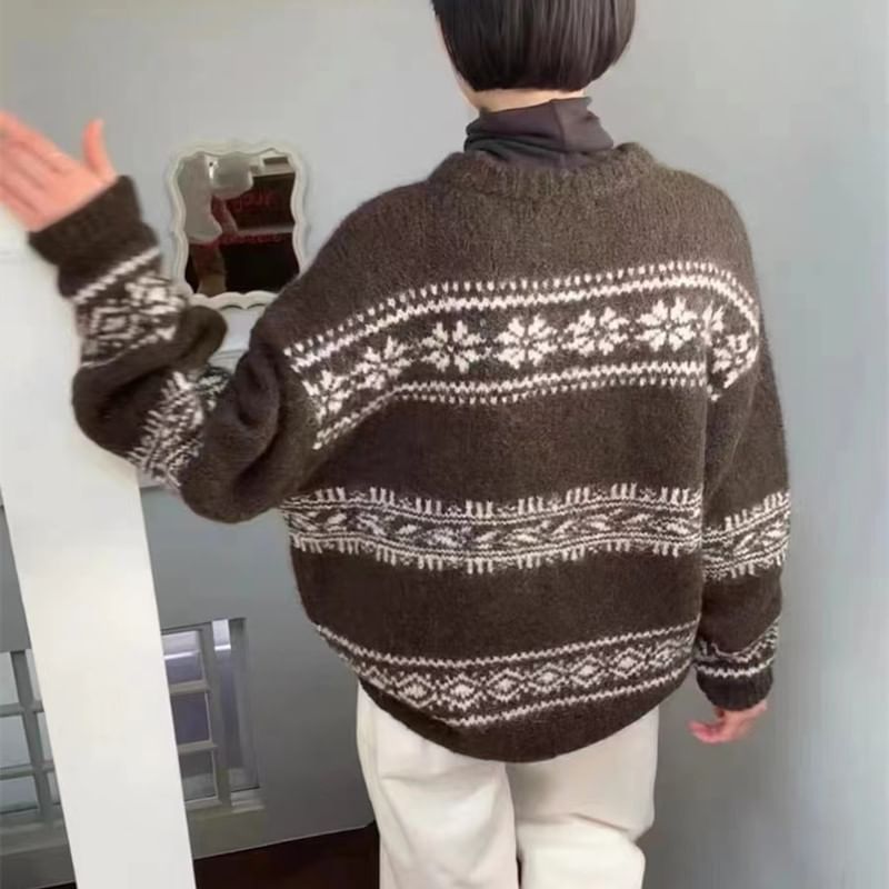 Crewneck Christmas Printed Oversize Sweater