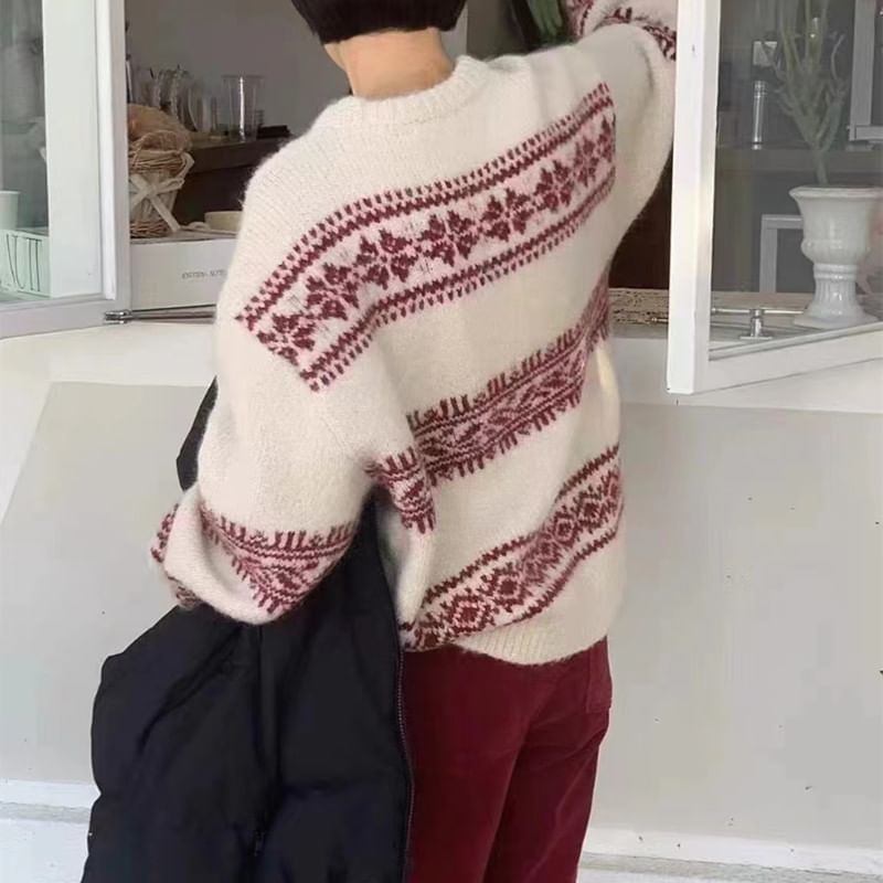 Crewneck Christmas Printed Oversize Sweater