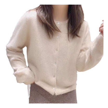 Crewneck Plain Cardigan