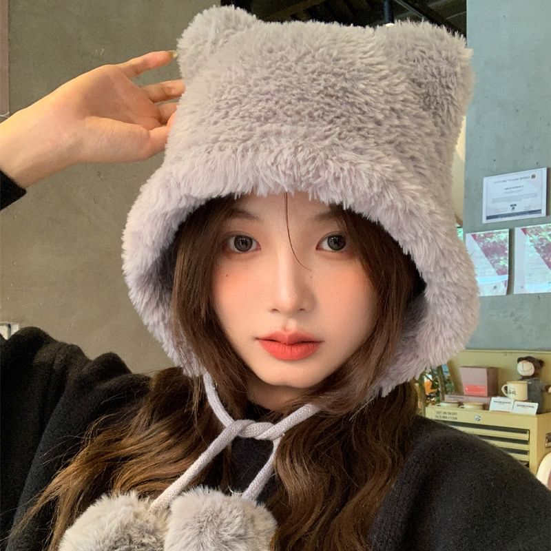 Ear Chenille Pom Hat Bear