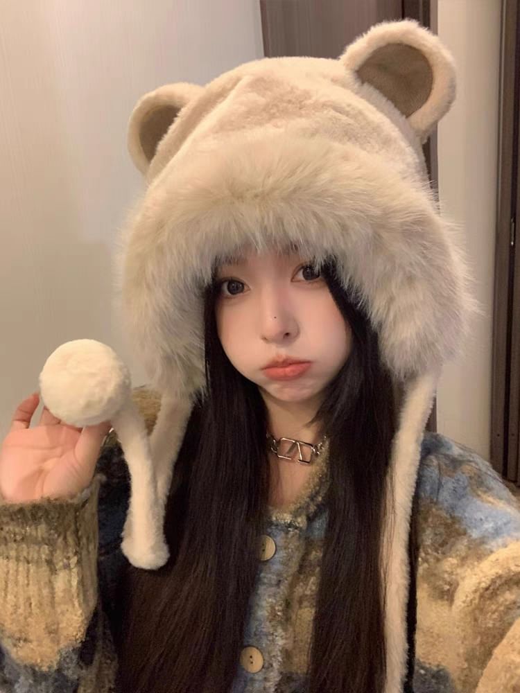 Ear Hat Bear Bonnet Fluffy