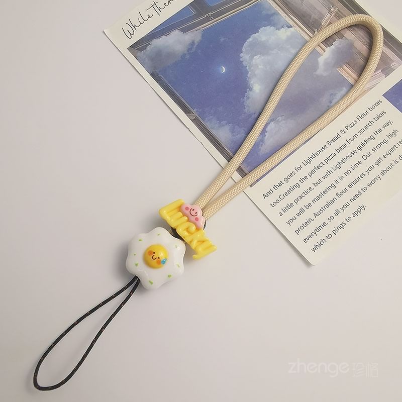 Lettering Fried Egg Phone Strap