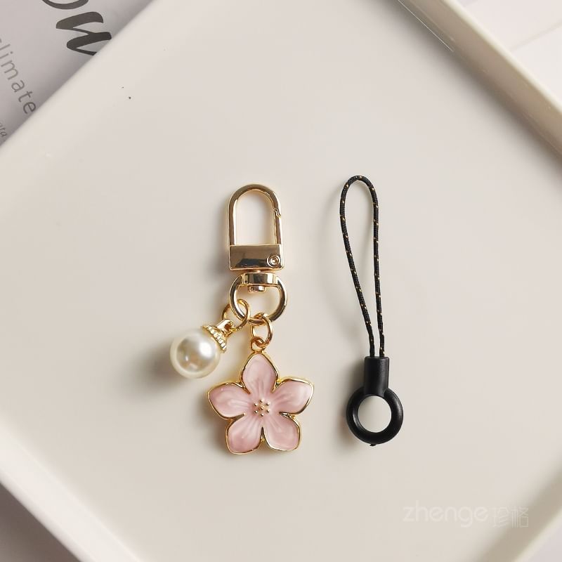 Floral Faux Pearl Phone Charm