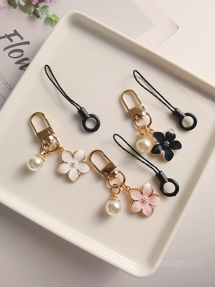 Floral Faux Pearl Phone Charm
