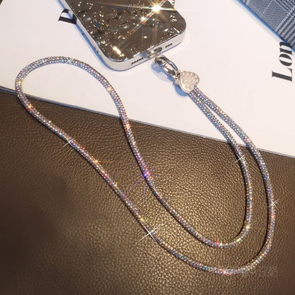 Heart / Faux Pearl Embellished Phone Lanyard with Lanyard Pad