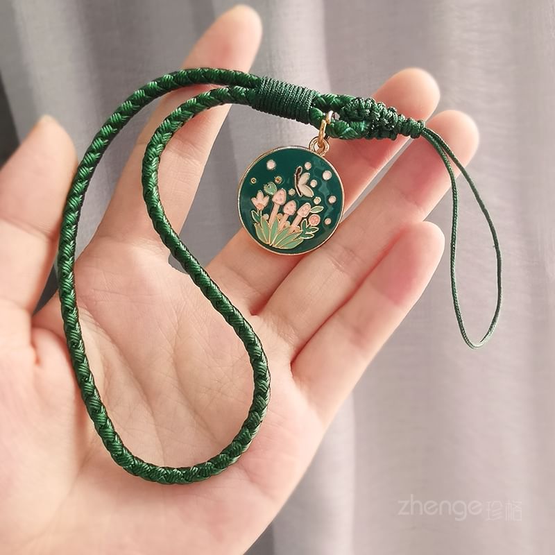 Floral Woven Cord Phone Strap