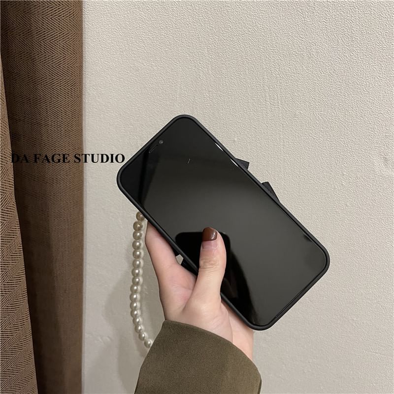 Pearl Faux Strap Floral Phone Case