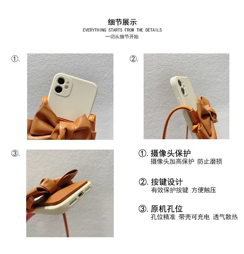 Leather Faux Bow Phone Case
