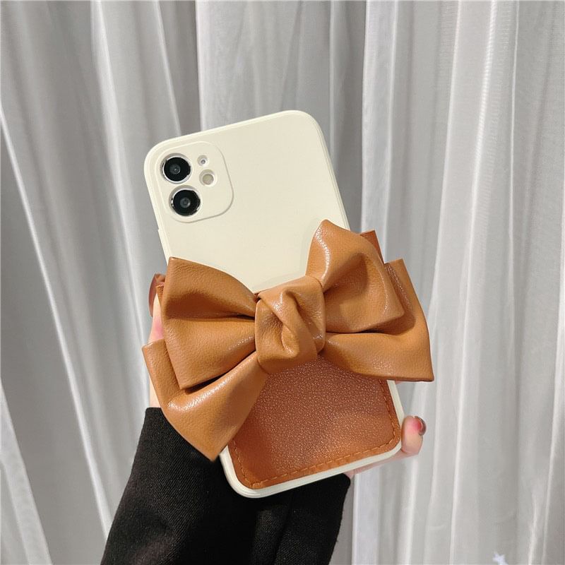 Leather Faux Bow Phone Case