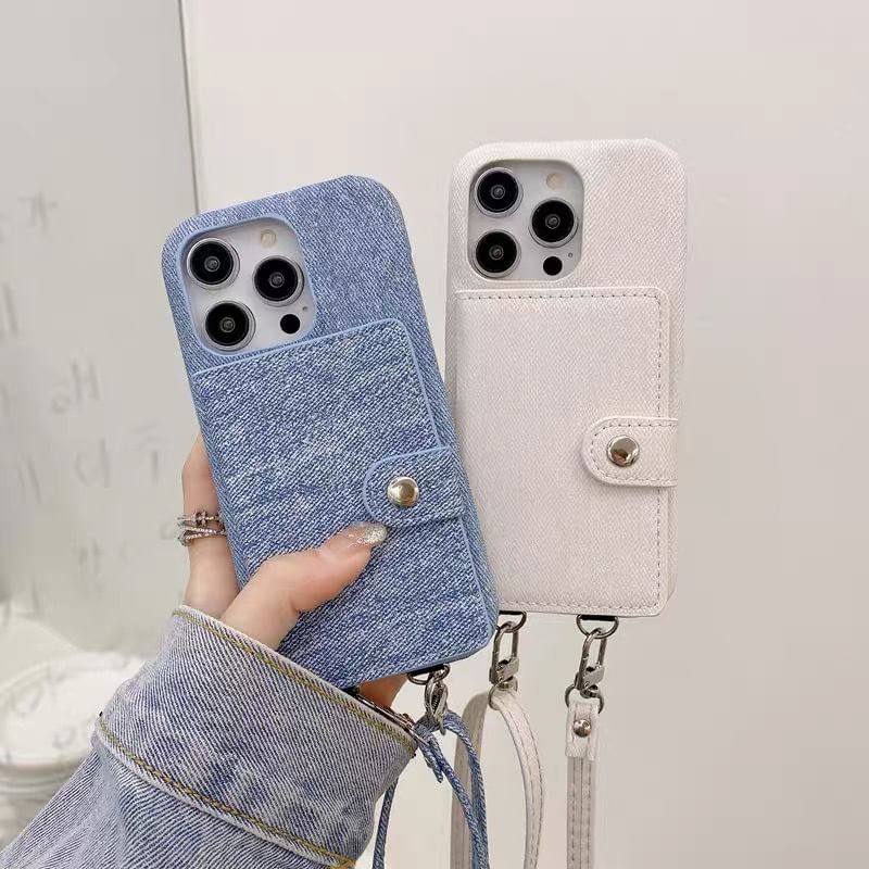 Denim Phone Case Card Lanyard Holder