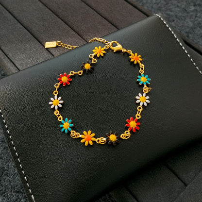 Floral Glaze Alloy Bracelet / Necklace