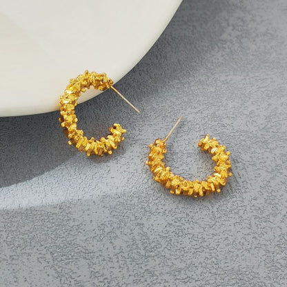 Textured Alloy Open Hoop Earring