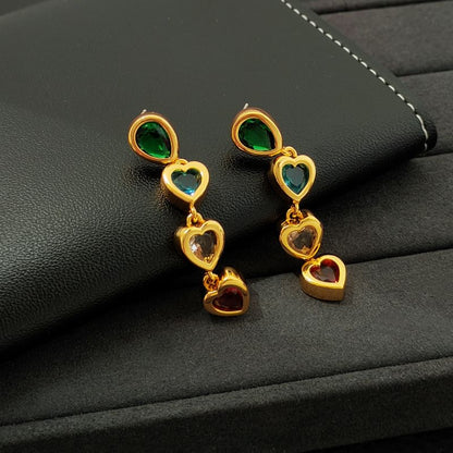 Heart Rhinestone Alloy Dangle Earring