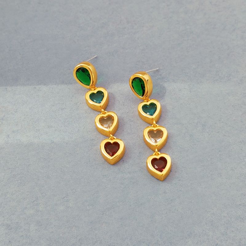 Heart Rhinestone Alloy Dangle Earring