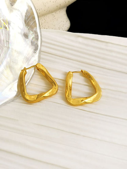 Twisted Geometric Alloy Hoop Earring