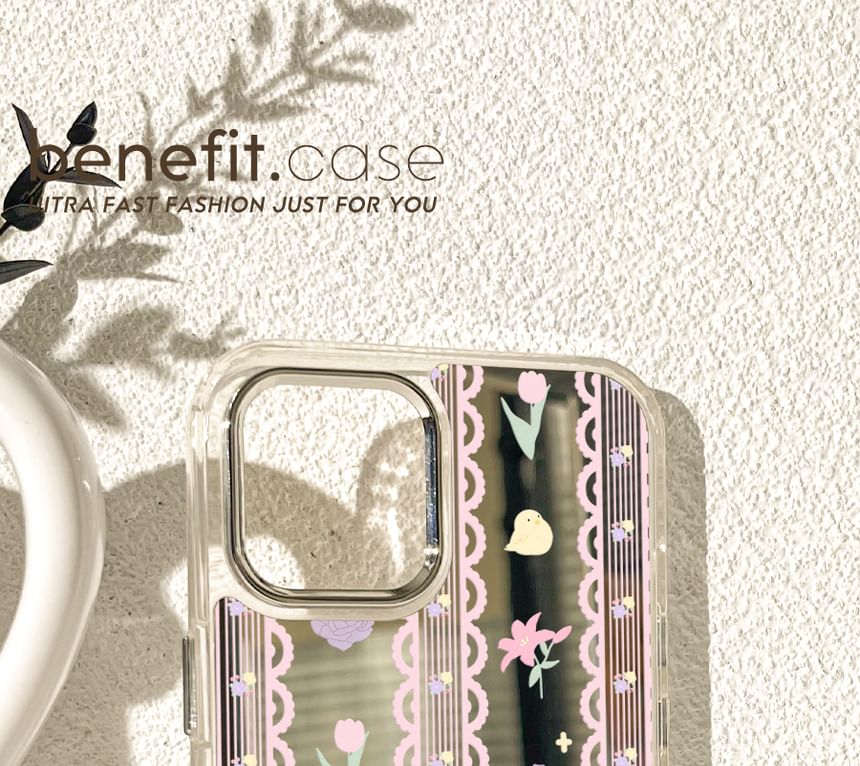 Case Mirrored Phone Lace Floral Print