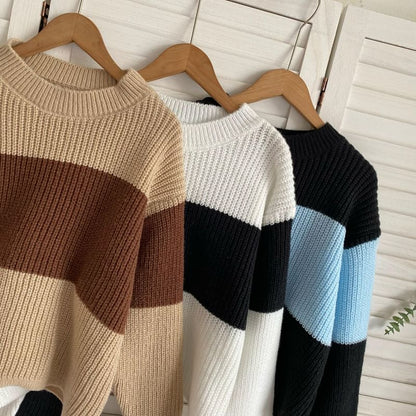 Crew Neck Two Tone Sweater