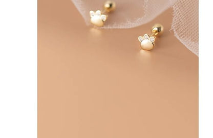 Rhinestone Paw Ear Stud